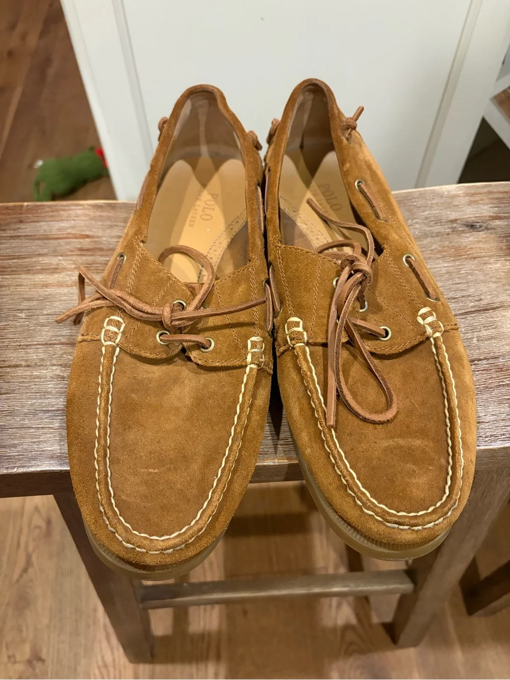 POLO RALPH LAUREN MERTON LUXURY BROWN SUEDE BOAT SHOES SIZE 13 like NEW $195